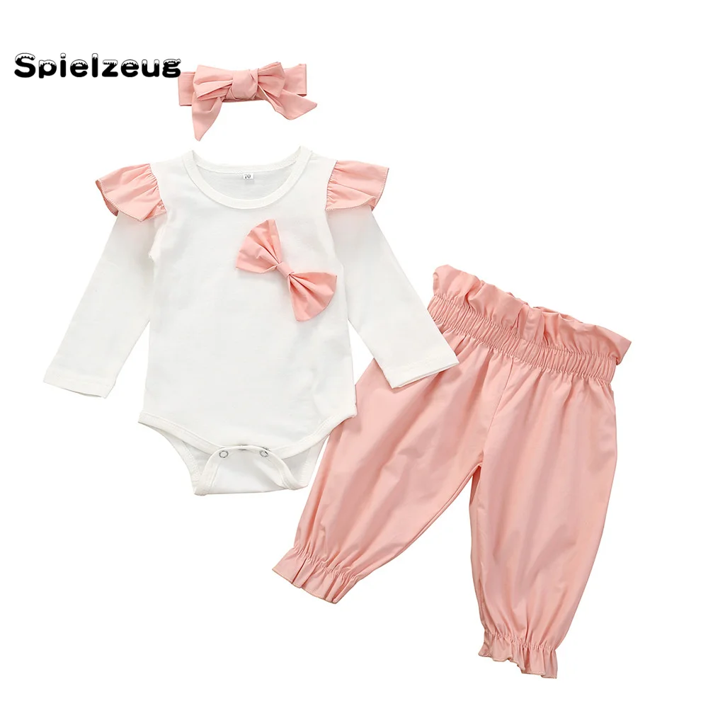 3 шт. Одежда для новорожденных девочек и малышей Комплект Длинные рукава оборками