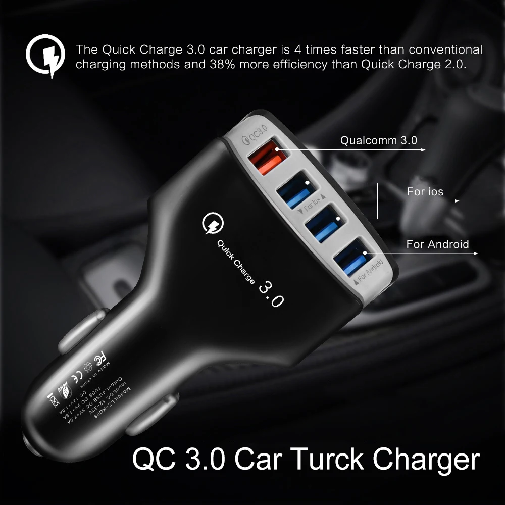 QC 3 0 Быстрый телефон адаптер зарядного устройства 4 Порты и разъёмы зарядных