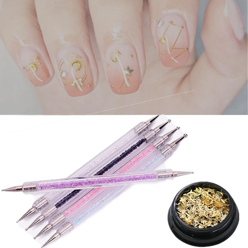 

DIY 6pcs/set Girl Beauty Tools Hollow Out Moon with Star 3D Nail Art Pen Nail Decorations Stickers