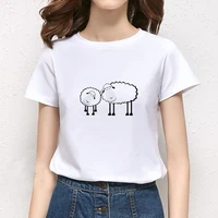 women graphic sheep theme printing fashion 90s cute watercolor short sleeve lady clothes tops tees print female tshirt t shirt