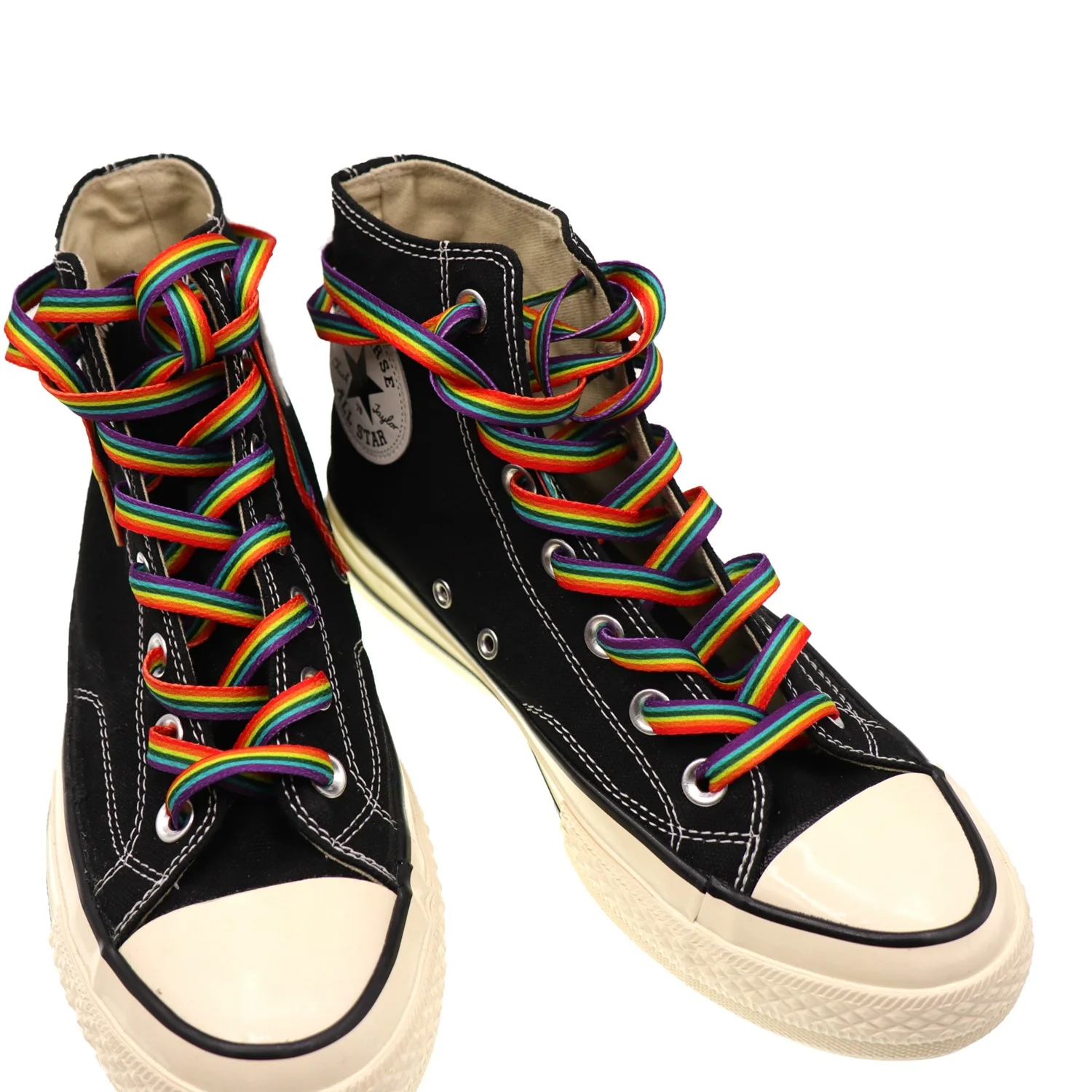 Rainbow Shoelace Gradient Color Low-Cut High Top Canvas Shoes Laces Personalized Printing Creative Accesories