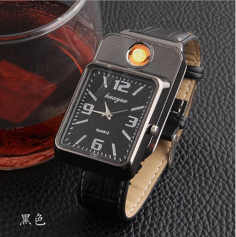 Модные мужские часы с USB зарядкой кварцевые наручные ветрозащитной Беспламенной