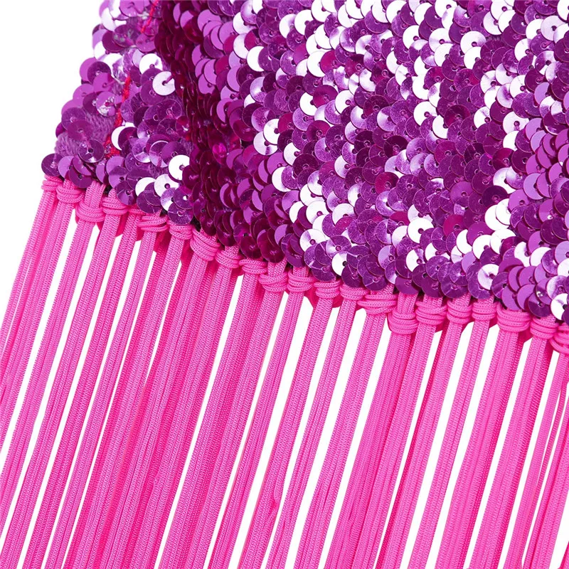 Женский шарфик в стиле бохо блестящий на бедрах с длинной бахромой эластичная