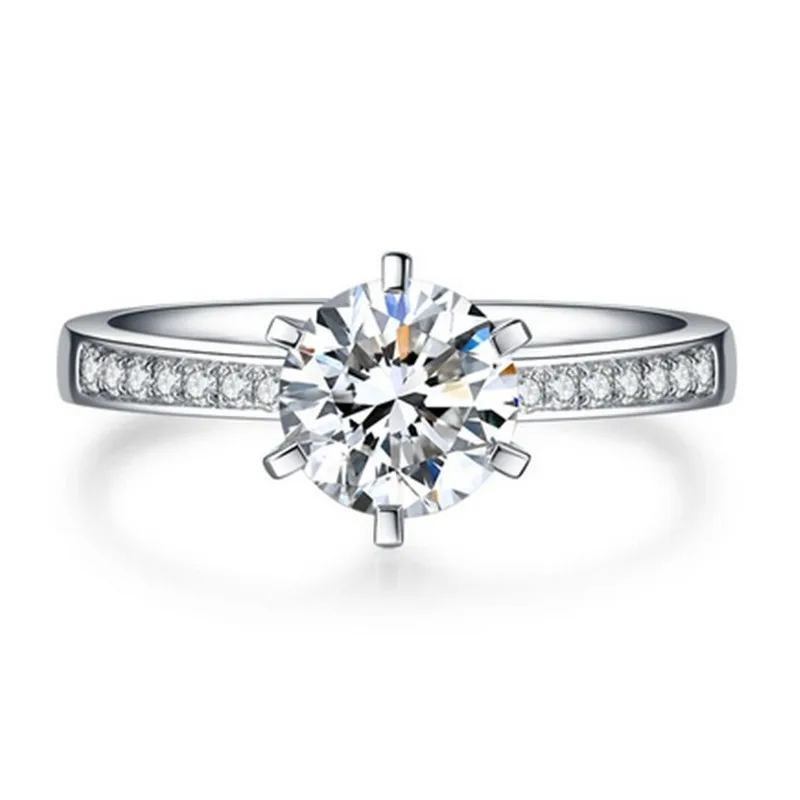 

Classic Six Prong Moissanite Ring S925 Sterling Silver Moissanite Diamond Ring Ladies Wedding Engagement Ring