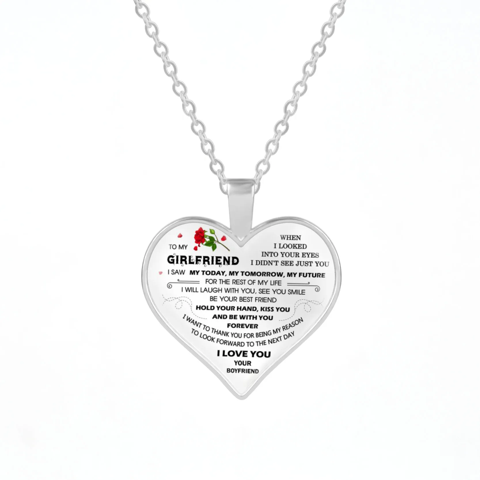 

To My Daughter Love Heart Shape Necklace Pendant Necklaces Charm Chain for My Daughter My Wife Women Girls Jewelry Family Gifts