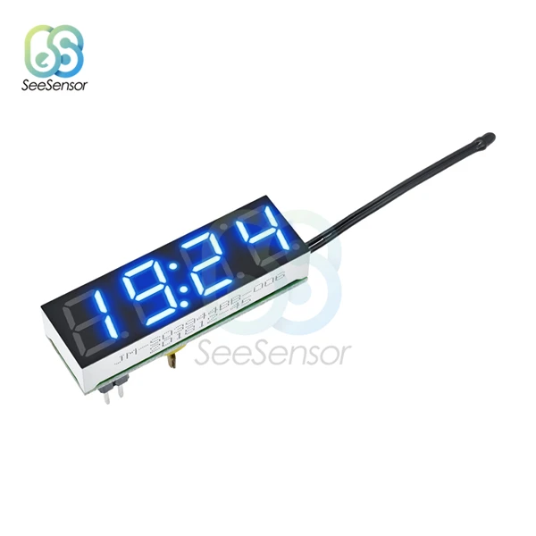 Blue 3 в 1 DS3231 светодиодный цифровые часы Температура Напряжение модуль Время термометр Вольтметр монитор, Вольт-метр DC 5 V-30 V - Цвет: Blue