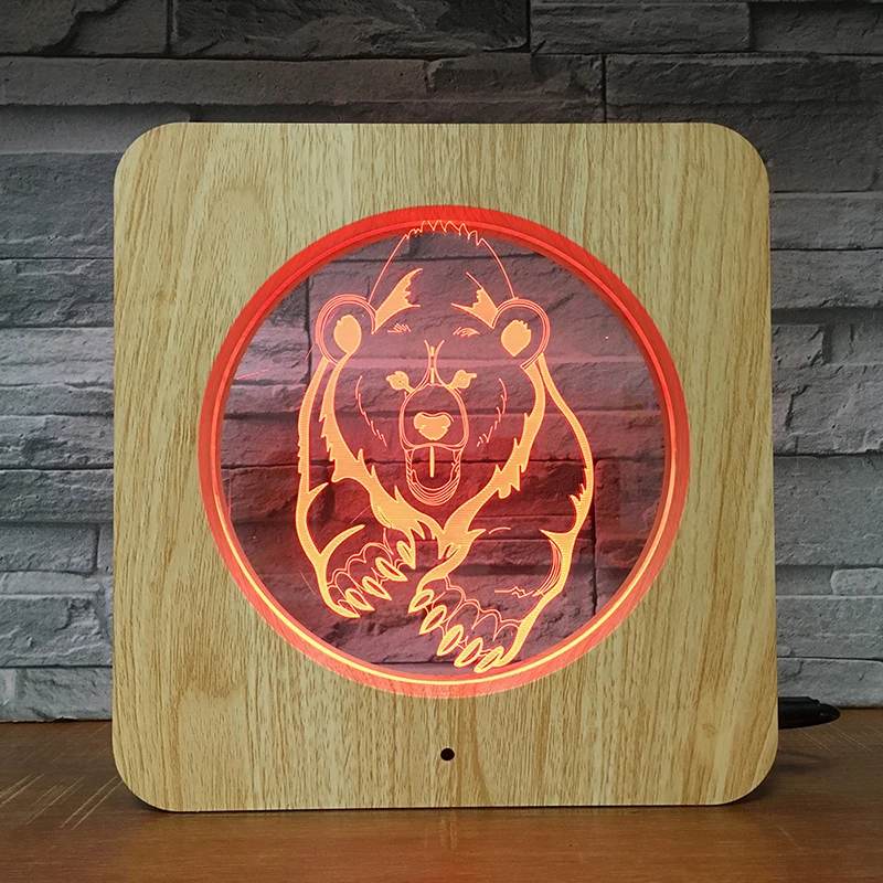 Fierce Bear 3D LED Plastic Night Light DIY Customized Lamp Table Kids Colors Birthday ABS Gift Home Decor DropShipping 2193 | Освещение