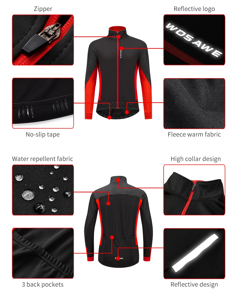 WOSAWE для мужчин куртки зимняя ветровка куртка MTB велосипед сохраняющее тепло