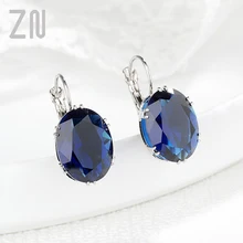 ZN New Water Drop Stud Earring Fashion Jewelry Hot Sale Oval Crystal Big Stone Rhombus Jewelry Gifts