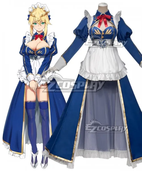 

Fate Grand Order Lancer Artoria Pendragon Maid Blue Dress Girls Party Gift Dress Halloween Adult Suit Cosplay Costume E001