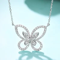 new fashion charm 925 sterling silver created moissanite gemstone wedding engagement butterfly pendent necklace jewelry gifts