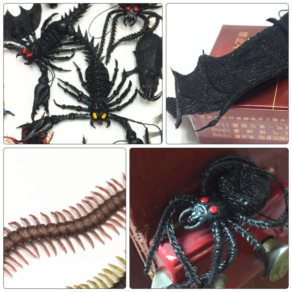 

4Pcs Halloween Simulation Insects Realistic Terrifying Scorpion Bat Centipede Spider for Horror Party Prank Game Parties