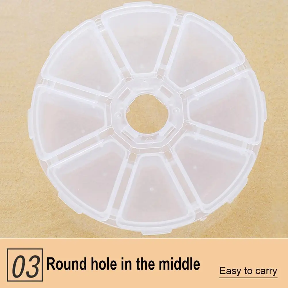 

Round Beaded Material Packaging Box Jewelry Crafts Pigment Portable Transparent Finishing Classification Plastic Storage Di E7P0