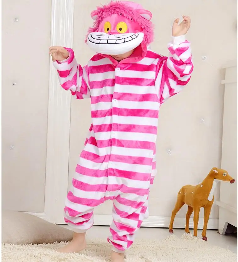 Детская Фланелевая пижама с капюшоном и котом зимний Пижамный комплект для