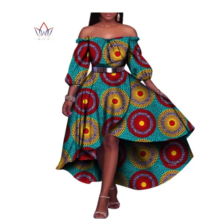 

African Dresses for Women Half Lantern Sleeve Party Dresses Plus Size Bazin Riche 6XL Dashiki Print African Clothing BRW WY1886