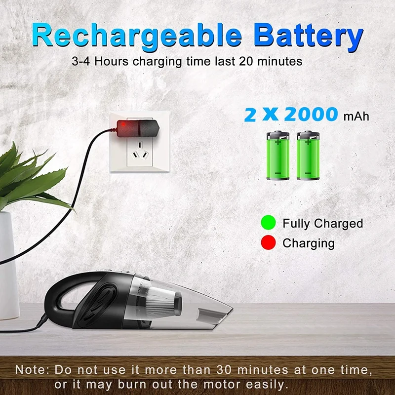 Портативный беспроводной ручной вакуум Мощное всасывание USB Перезаряжаемый