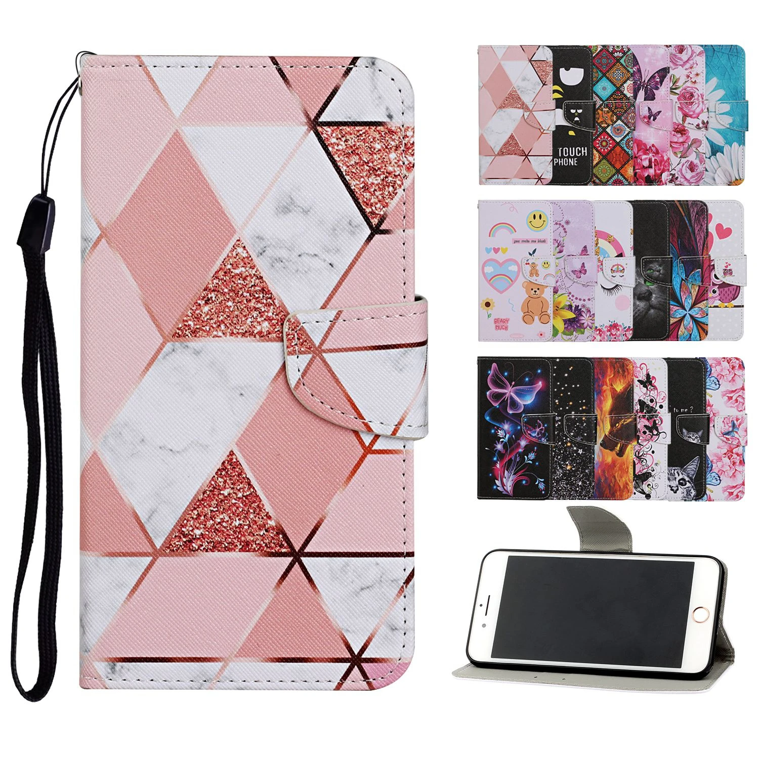 painted flip leather case on for huawei p smart z 2020 y5 y6 y7 y9 prime 2019 y5p y6p y7p phone wallet card holder book cover free global shipping