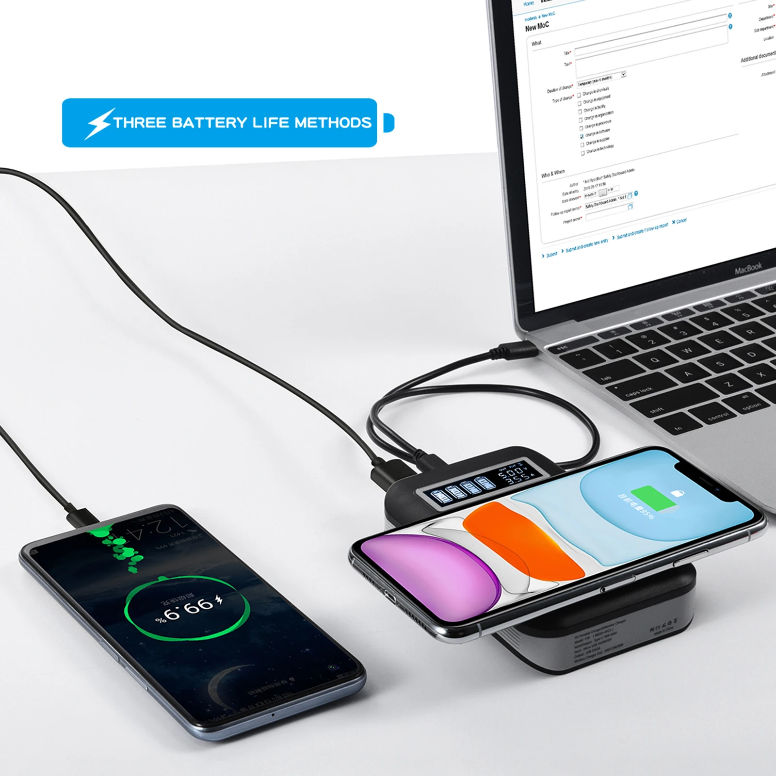 

Quick Charge 4*18650 Power Bank Case 10W Wireless Charging USB Charger QC 3.0 PD DIY Shell 18650 battery Holder Charging Box