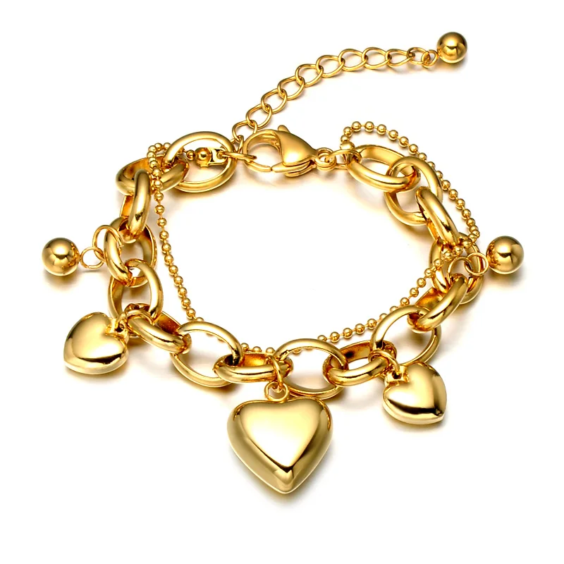 

WT-REB013 Romantic Heart Shaped Stainless Steel Bracelet IP Gold Electroplated Bracelet Women Fashion Bracelet Jewelry