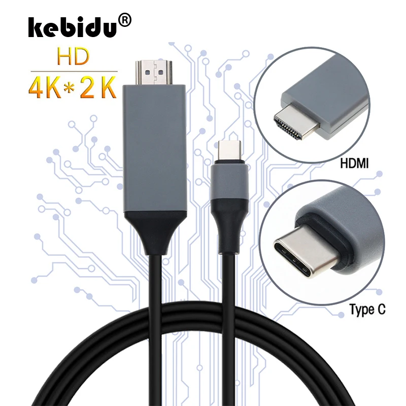 Kebidu 4K 30 Гц Тип C в HDMI-совместимый USB кабель конвертер 3 1 HD удлинитель адаптер для