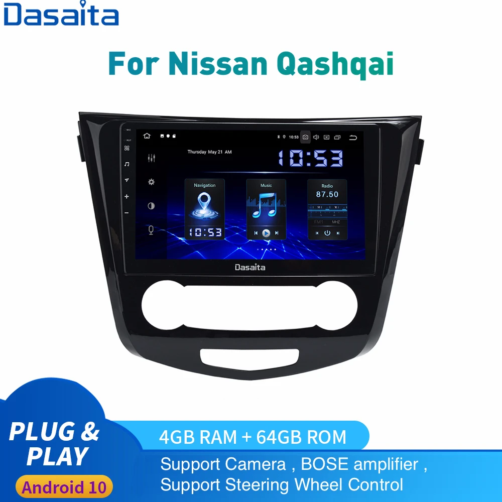 Автомагнитола Dasaita на Android 10 для Nissan Qashqai J11 X trail 1din 2014 2018 Авторадио DSP HD IPS 1028*720 Carplay