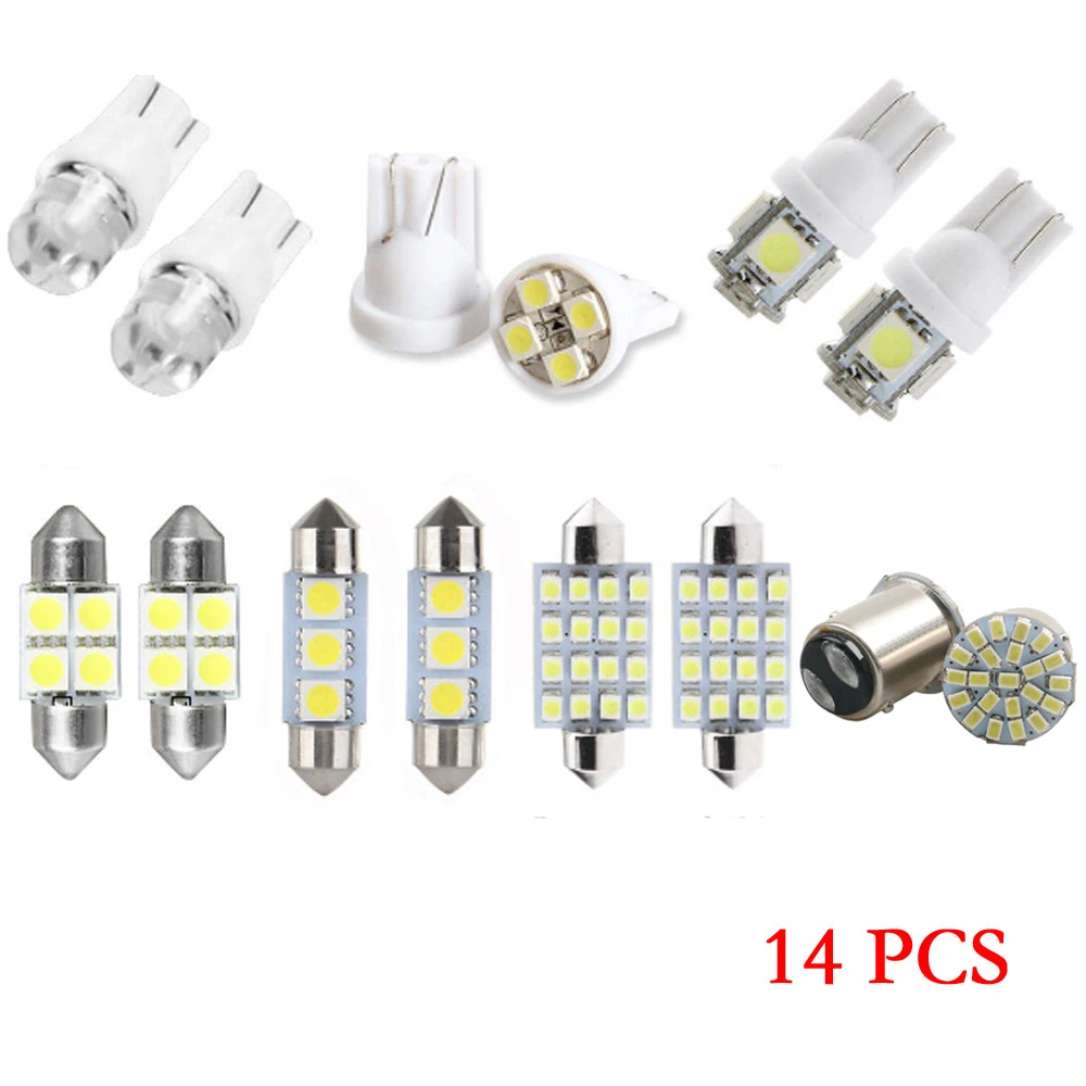 

14Pcs LED Interior Package Kit For T10 31 36 41mm Map Dome License Plate Lights Reading Light Trunk Lamp Bulbs Car Accessories