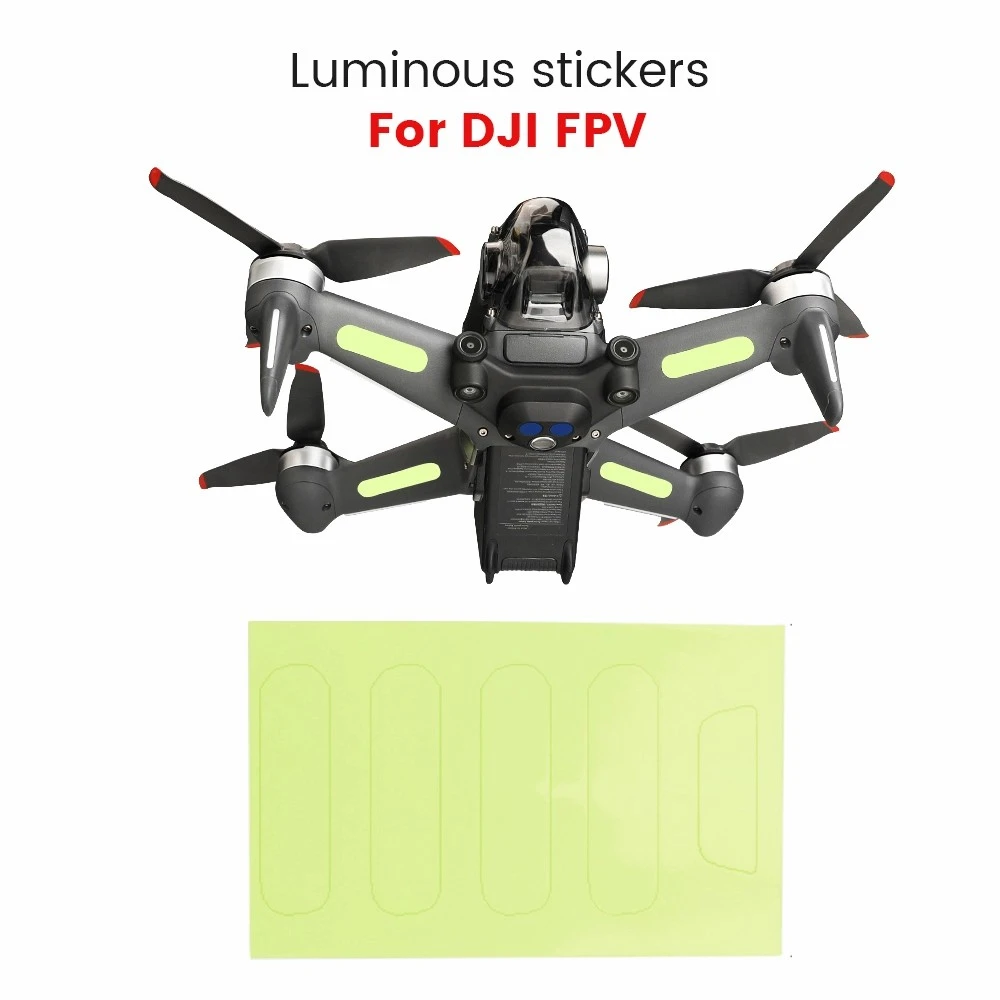 

2 Pieces Fluorescent Stickers for DJI FPV Drone Aircraft Luminous Decals for Night Flight Light Searchlight Accessories