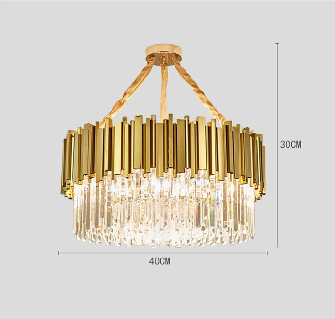 D40cm 6 light Роскошный позолоченный металлический блеск K9 хрустальные светодиодные подвесные светильники E14 люминесцентные светильники для столовой прямая подвеска осветительные приборы - Цвет корпуса: D40cm 6 light
