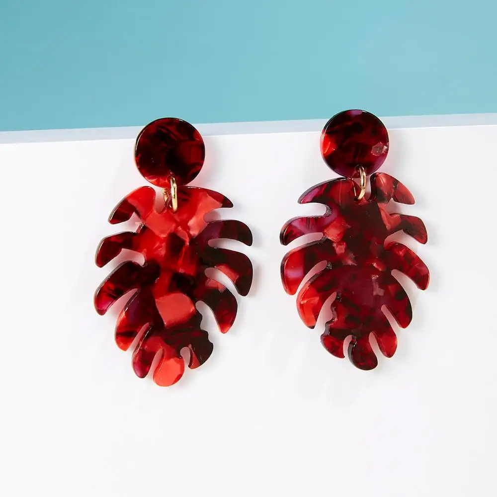 Belleper Punk Fashion Geometric Round Tree Leaf Dangle Earrings Women Statement Leaves Resin Acetate Acrylic Earring Party Gifts | Украшения