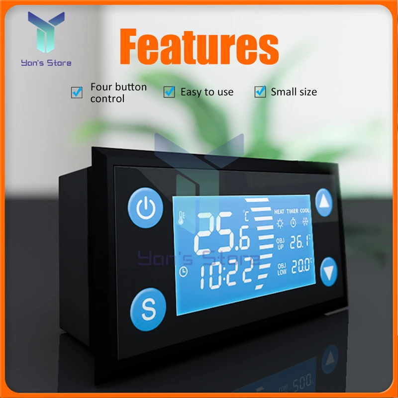 W1213 AC 110V-220V Smart Temperatur Controller LCD Digital Thermostat Timer Sensor Sonde Kühlen Wärme Modus Für inkubator Aquarium