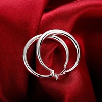 925 sterling silver 33mm big circle round hoop earring for women unusual earrings 2021 trend christmas party wedding jewelry