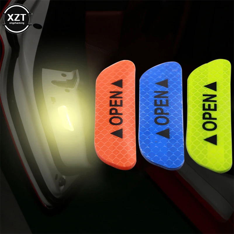 

4PCS/Set Car Door Stickers Universal Safety Warning Mark OPEN High Reflective Tape For Auto Accessories Exterior Bike Sticker