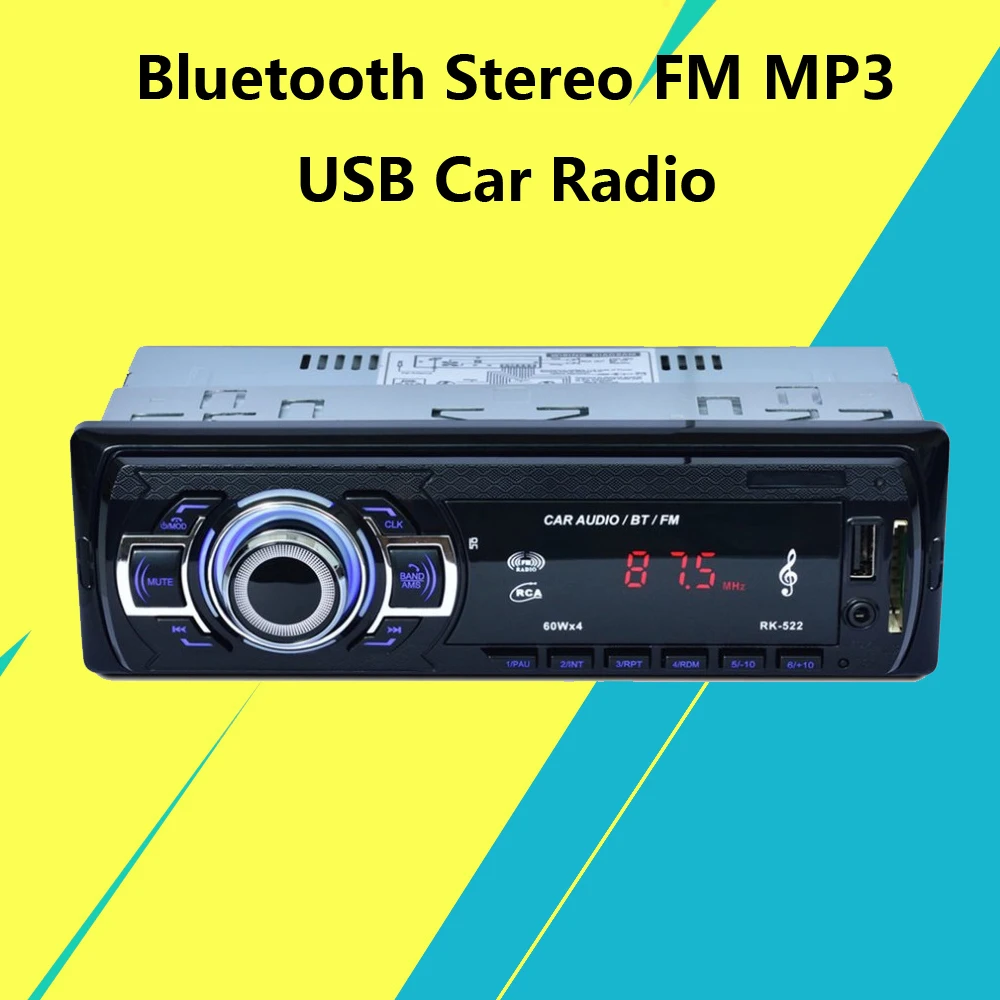 RK 522 авто радио 12V 1DIN автомобиль плеер Bluetooth Стерео FM MP3 аудио зарядное устройство