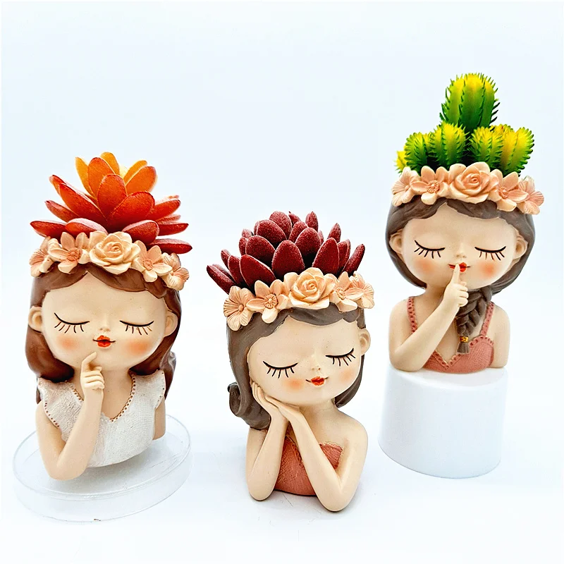 

Silicone mold cute girl flower pot concrete resin plaster candle crystal epoxy mold DIY handmade crafts decoration