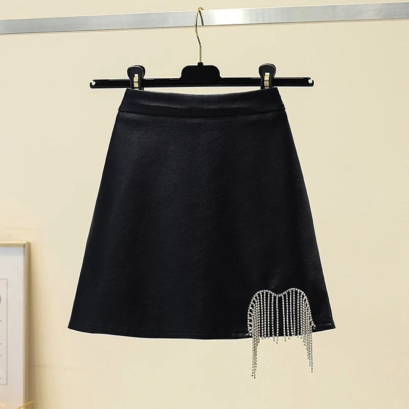 Женская Кожаная Мини-юбка с высокой талией черная короткая юбка из искусственной
