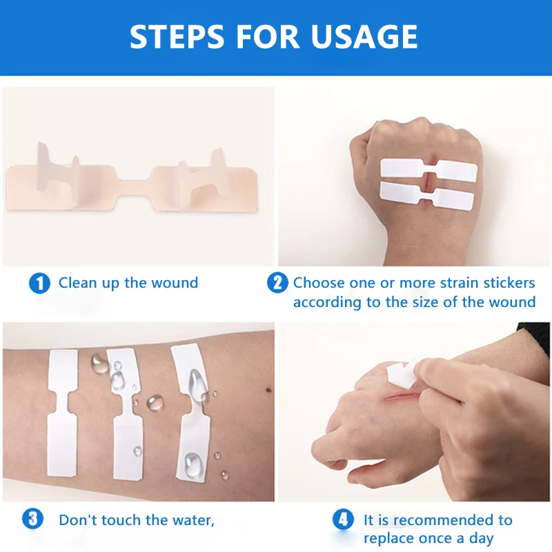 

5/10/20pcs Adhesive Band Aid Stickers Painless Wound Closure Needles Suture-free Bandages Emergency Kit Adhesive Bandages C1975