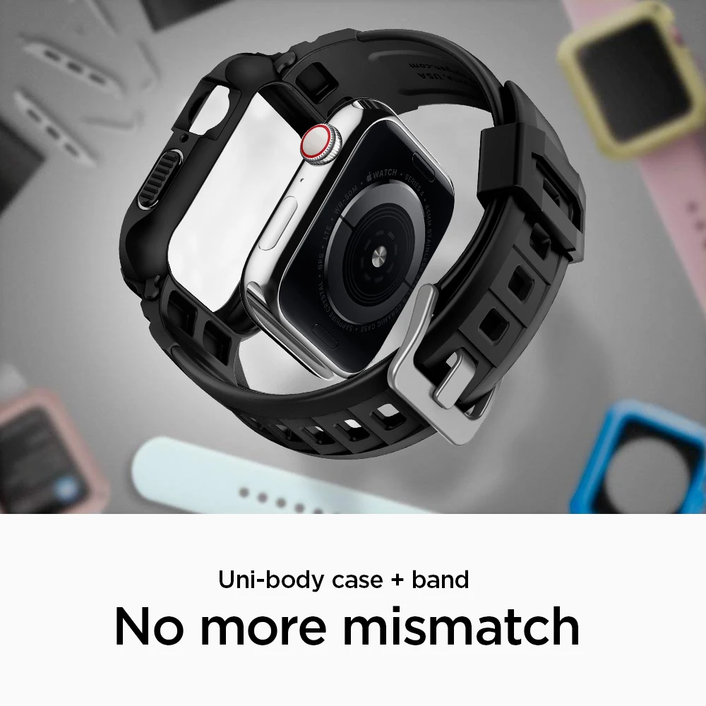 Защитный чехол Spigen для Apple Watch 7/6/SE/5/4 мягкий ТПУ матовый черный |
