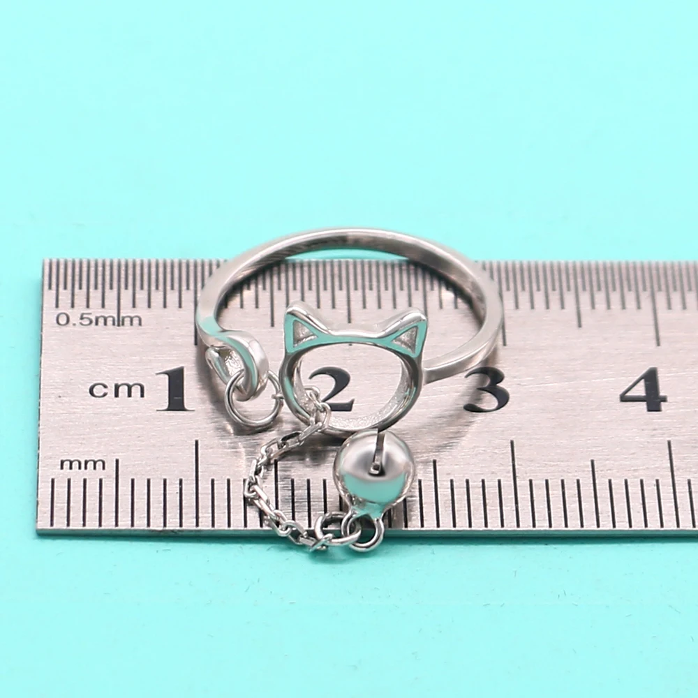 Женское серебряное кольцо с колокольчиками регулируемое ювелирное котом из