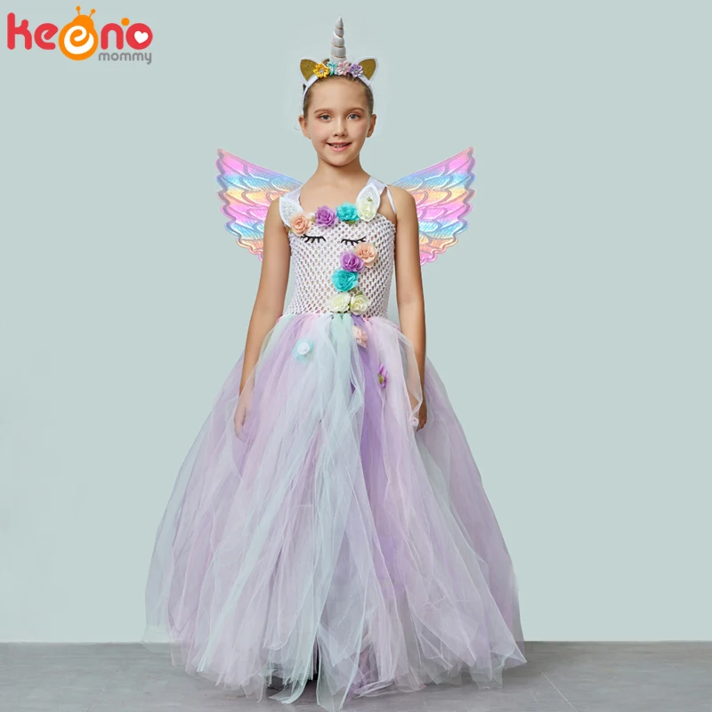 Пастельное платье-пачка с единорогом для девочек детское праздвечерние чное