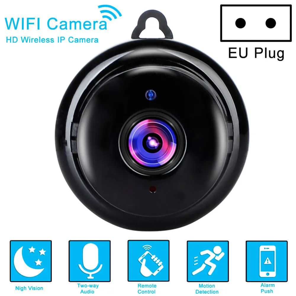 EU PLUG 1080P беспроводная WiFi камера видеонаблюдения, IP камера для помещений и улицы, HD DV камера для безопасности, ночная камера для дома, охранная Камера для наблюдения, Wi-Fi, детский монитор, камера - Цвет: EU PLUG