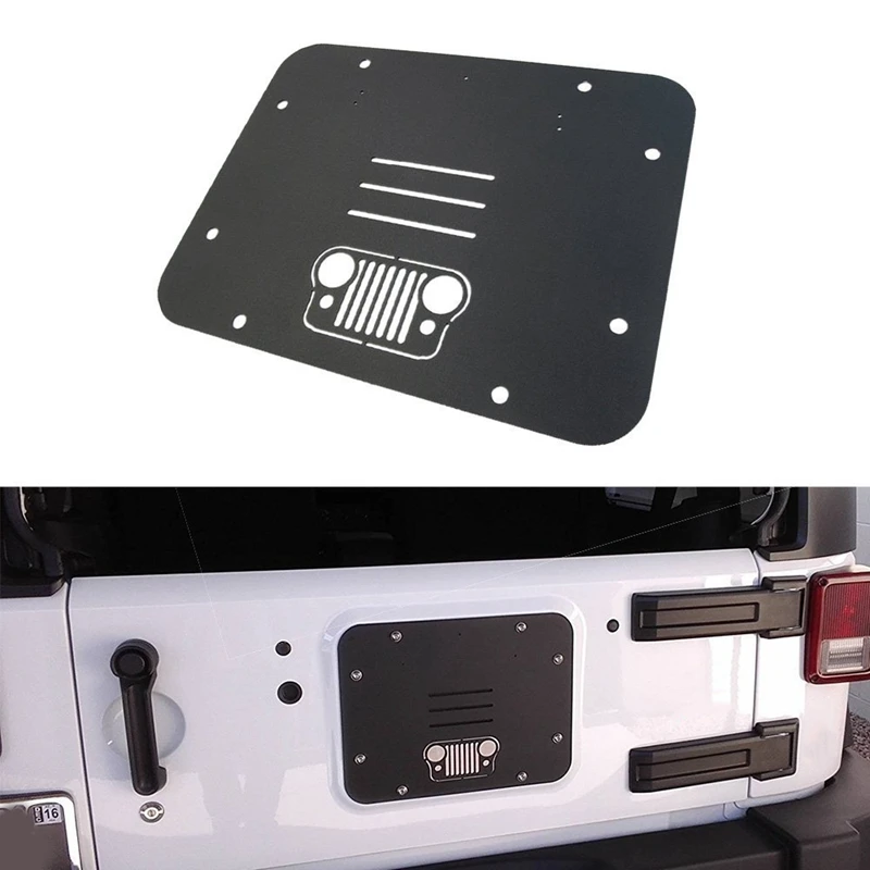 Spare Tire Carrier Delete Filler Plate Tramp Stamp Tailgate Vent-Plate Cover for 2007-2017 Jeep JK Wrangler &amp Unlimited |