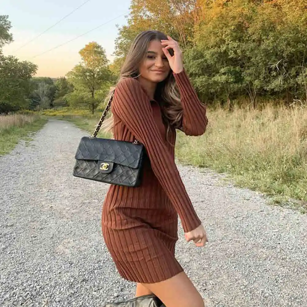 

Women's Dress Long Sleeve Cotton Autumn Sexy Slim Bodycon Fashion Casual New Streetwear Elegant Party Mini Dress Women