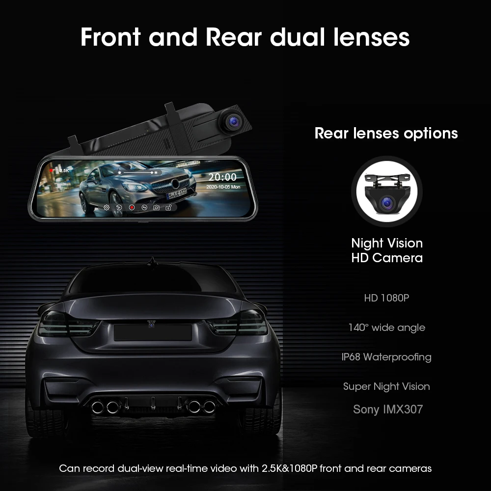 Jansite 10 &quotВидеорегистраторы для автомобилей сенсорный Экран потоковый медиа