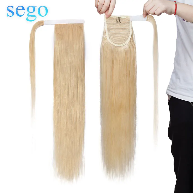 

SEGO 14 "-22" человеческие волосы конский хвост на заколках наращивание волос Реми индийские волосы ремешок обхват вокруг конского хвоста для же...