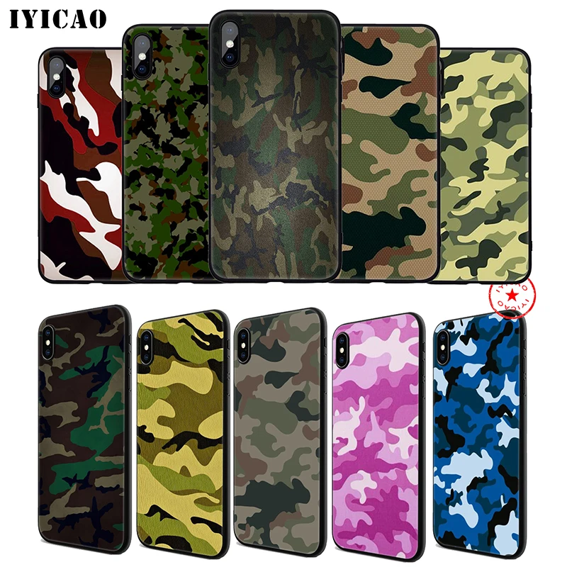 IYICAO мягкий чехол для телефона с камуфляжным узором iPhone 11 Pro XR X XS Max 6 6S 7 8 Plus 5 5S SE