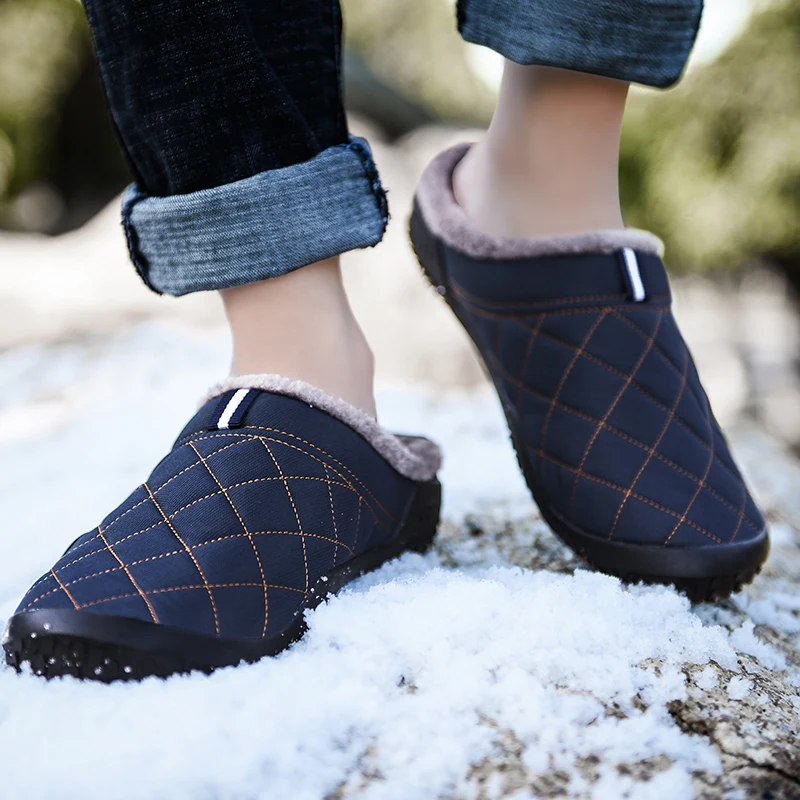 

Big Size 39-48 Lazy Cotton Slippers Men Winter Outdoor Men Shoes WaterProof Cold-Proof Casual Shoes Men Plush Warm Man Footwear