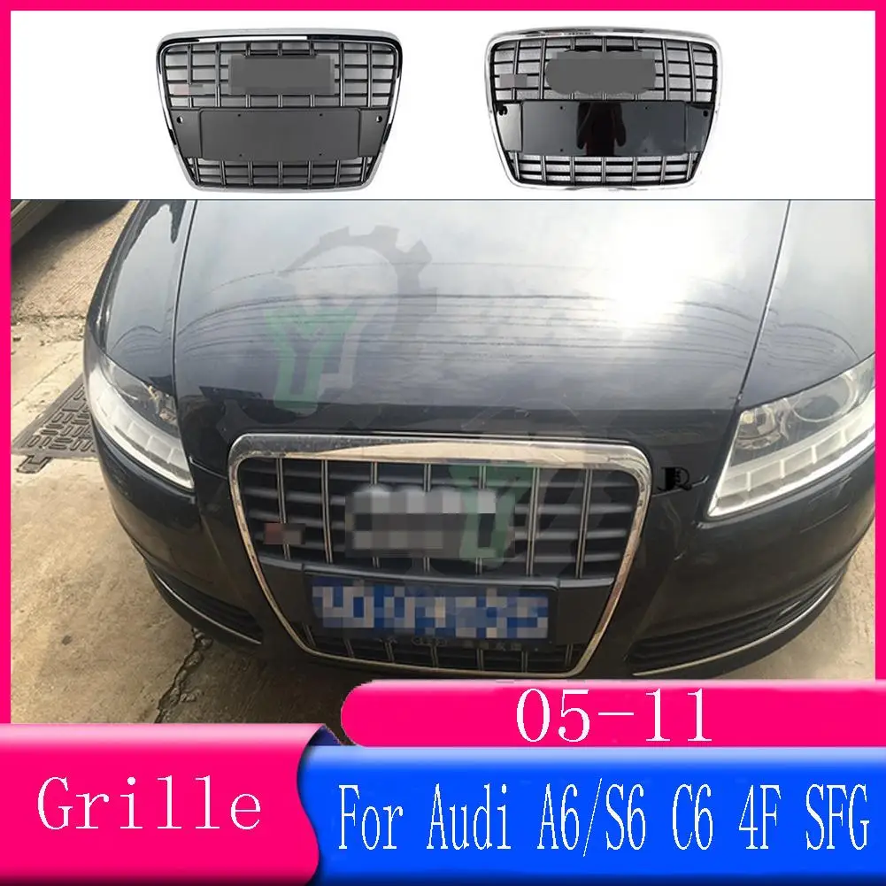 

Car Modified sport Front Bumper Center Grille For Audi A6 /S6 C6 2005 2006 2007 2008 2009 2010 2011 Car Accessories Racing grill