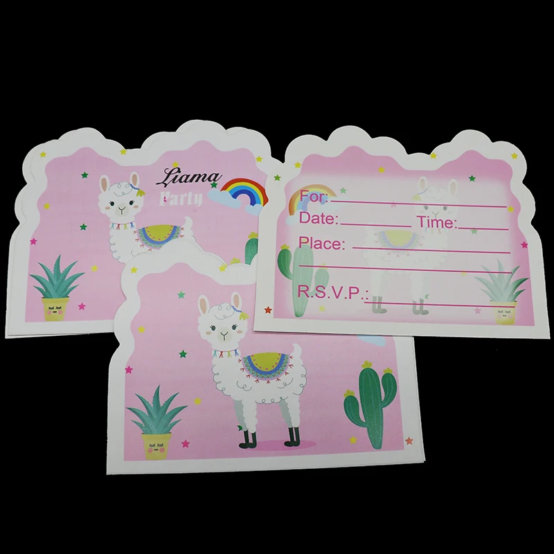 10pcs/lot Lama theme invitations birthday party decorations Alpaca cards | Дом и сад