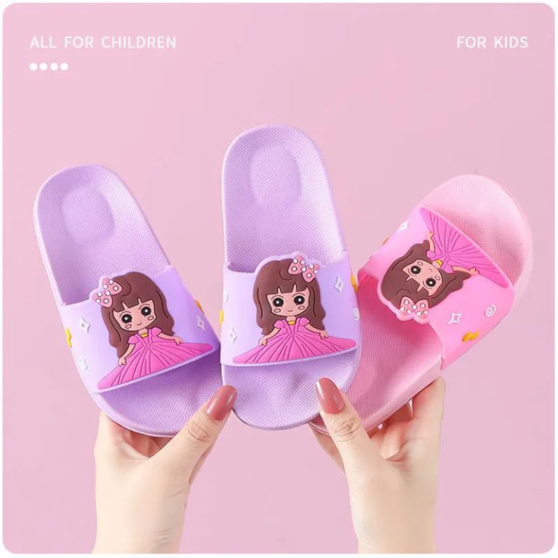 

JY Children Summer PVC Beautiful Girl Slippers Soft Non-slip Home Bath Shoes 6Sizes P17
