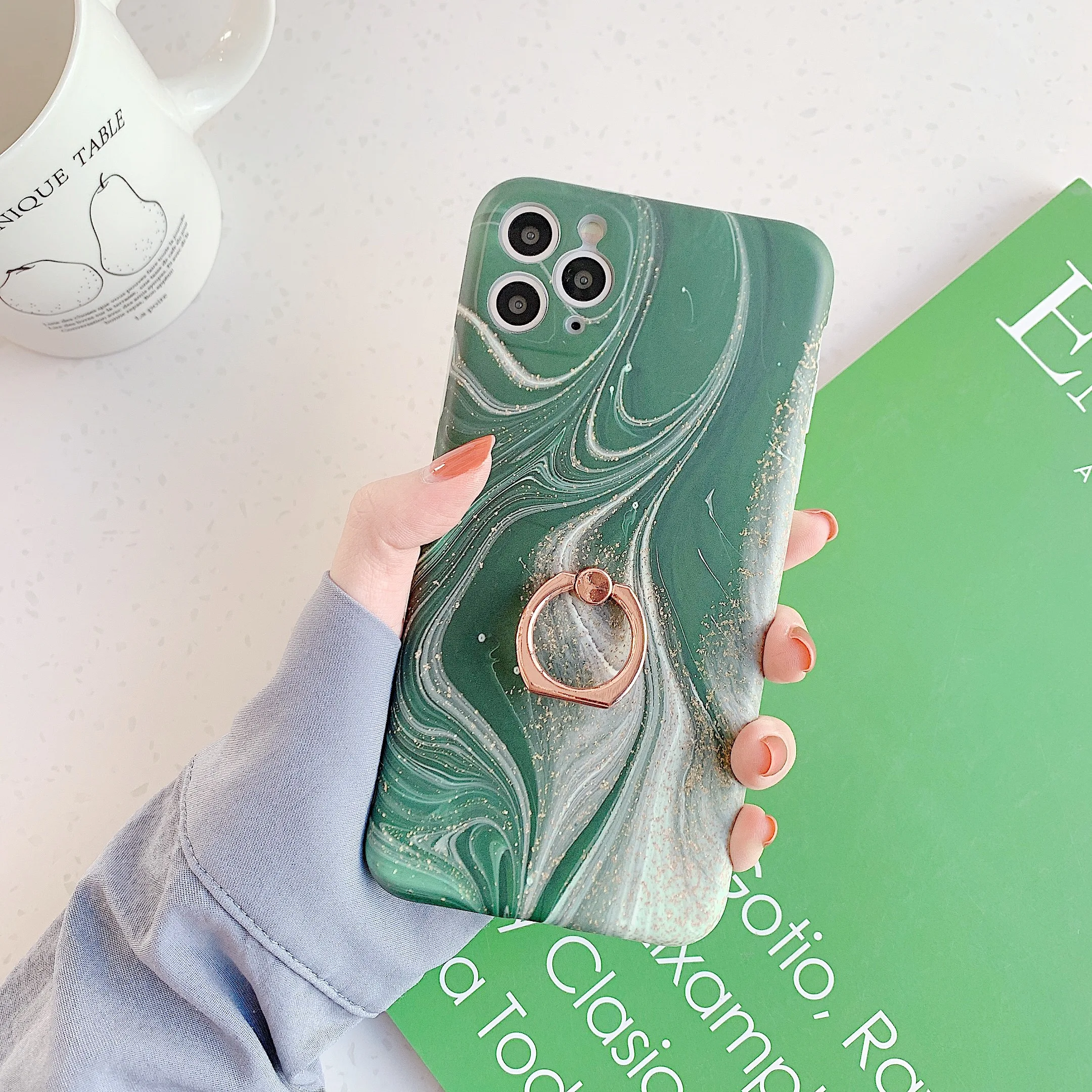 

Kickstand Ring Marble Phone Case For iPhone Xr X Xs Max SE2020 7 8 Plus Luxury Soft TPU Back Cover Case For iPhone 11 Pro Max